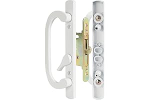 MaxxGeek Sliding Patio Door Handle Set with Mortise Lock, Zinc Diecast, Offset Thumbturn, Fits 1-5/8" to 1-3/4" Door Thick, 3-15/16" Hole Spacing, Non-Handed, White