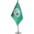 GentleGirl.USA Washington State flag Washington WA Flag, Small Mini Washingtons State flag Desk Flag stick Office Table Flag on Stand Base,Festival Events Celebration,home decoration
