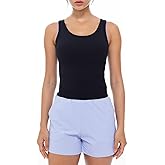 Lavento Women's Scoop Neck Workout Tank Top - Cropped Yoga Tops Active Sleeveless Shirts