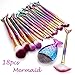 Goddessvan 18PCS Makeup Brush Set Premium 3D Mermaid Synthetic Foundation Eyebrow Eyeliner Blush Cosmetic Concealer Brushes