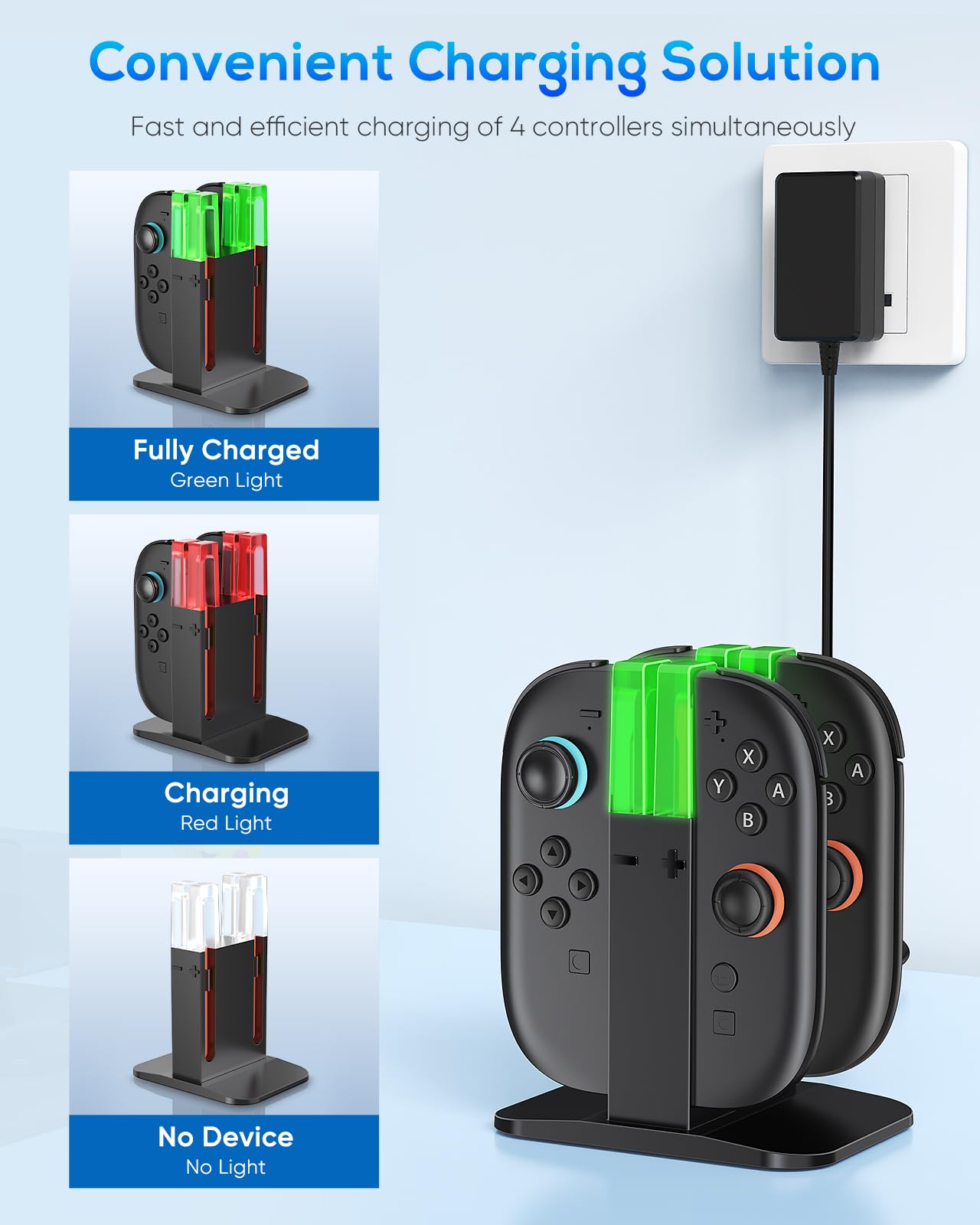 Switch 2 Ladestation für Joy Con 2 (2025) - Kompatibel mit Nintendo Switch 2 Controller Ladestation Zubehör mit LED-Anzeige (Nicht für die Version 2017/OLED) 2