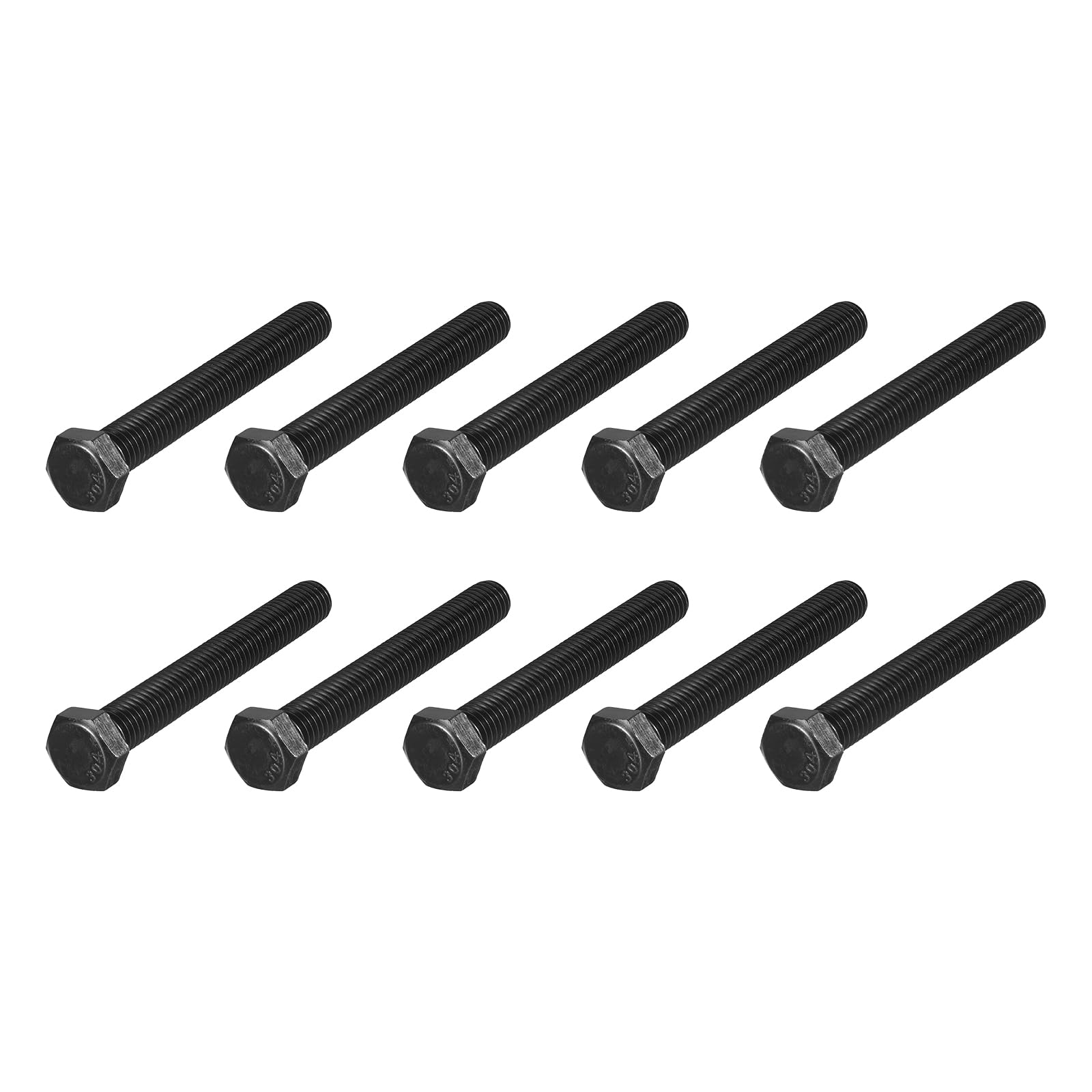 METALLIXITY Hex Head Bolts (1/2-13 x 4") 20Pcs, 304 Stainless Steel 18-8, Fully Threaded, External Hex Drive, Hex Head Screw Bolt, Black Oxide