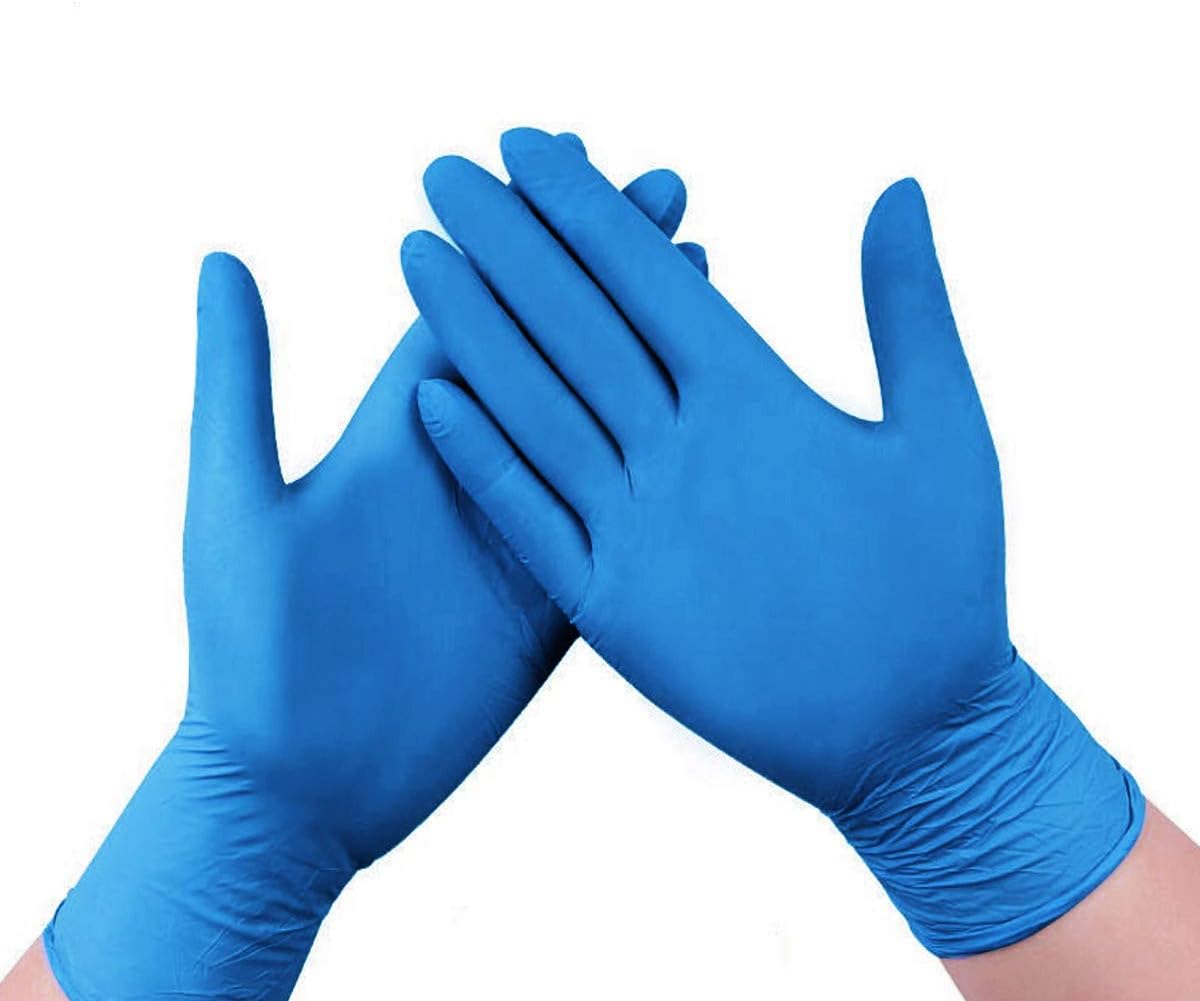 Nitrile Gloves Large,Hizek 100 pcs Latex Free,Powder Free Disposable Gloves,Extra Strong Working Cleaning Gloves for Family Use,Color Blue,Size L