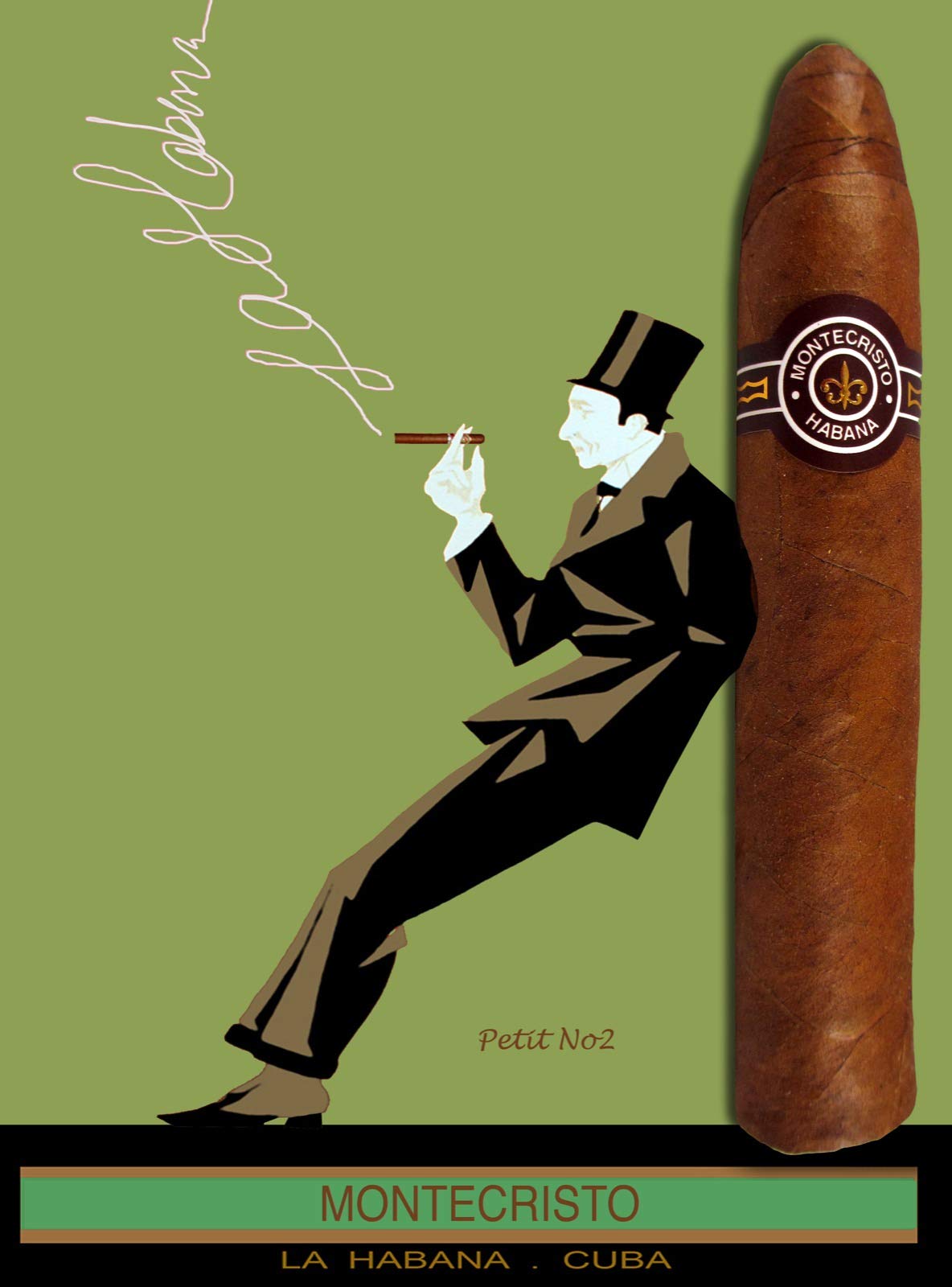 16"x20" Poster Reproduction on Canvas for Home Decoration.Habana Cuba.Cuban Cigar Smoker.Punch.11153