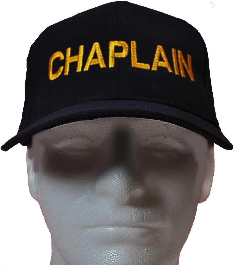 Black Embroidered Chaplain Ball Cap-with Gold Lettering