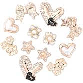 12PCS Cute Rhinestone Shoe Charms for Clogs Bling Shoe Decoration Charms Flower Butterfly Design Acrylic Shoe Accessories For Girls Women Birthday Party Favor Gift