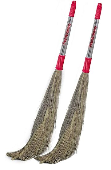 Chand Suraj Strong 2 Pc Combo of Grass Floor Broom Stick for Floor Cleaning (Phool Jhadu/Mop)