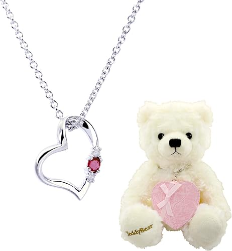 Amazon シアーズ Sears 天然ダイヤ ハート ネックレス レディース テディベア ぬいぐるみセット 1月 ガーネット パールホワイト ベア 1491 Tdt 01 W1 ネックレス 通販