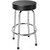 BIG RED Chrome Swivel Bar Stool,Counter Height | Counter Height; 360 swivel; Padded; Stable Construction &amp; Footrest; For Kitchen,Garage, Bar, Workshop