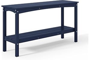 Costaelm Outdoor Plant Table, 55" HDPE Rectangle Shelf for Patio, Waterproof 2-Tier Shelf Entry Console Table, Coffee Bar Pub Side Table for Indoor/Outdoor, Balcony, Yard, Garden, Navy Blue