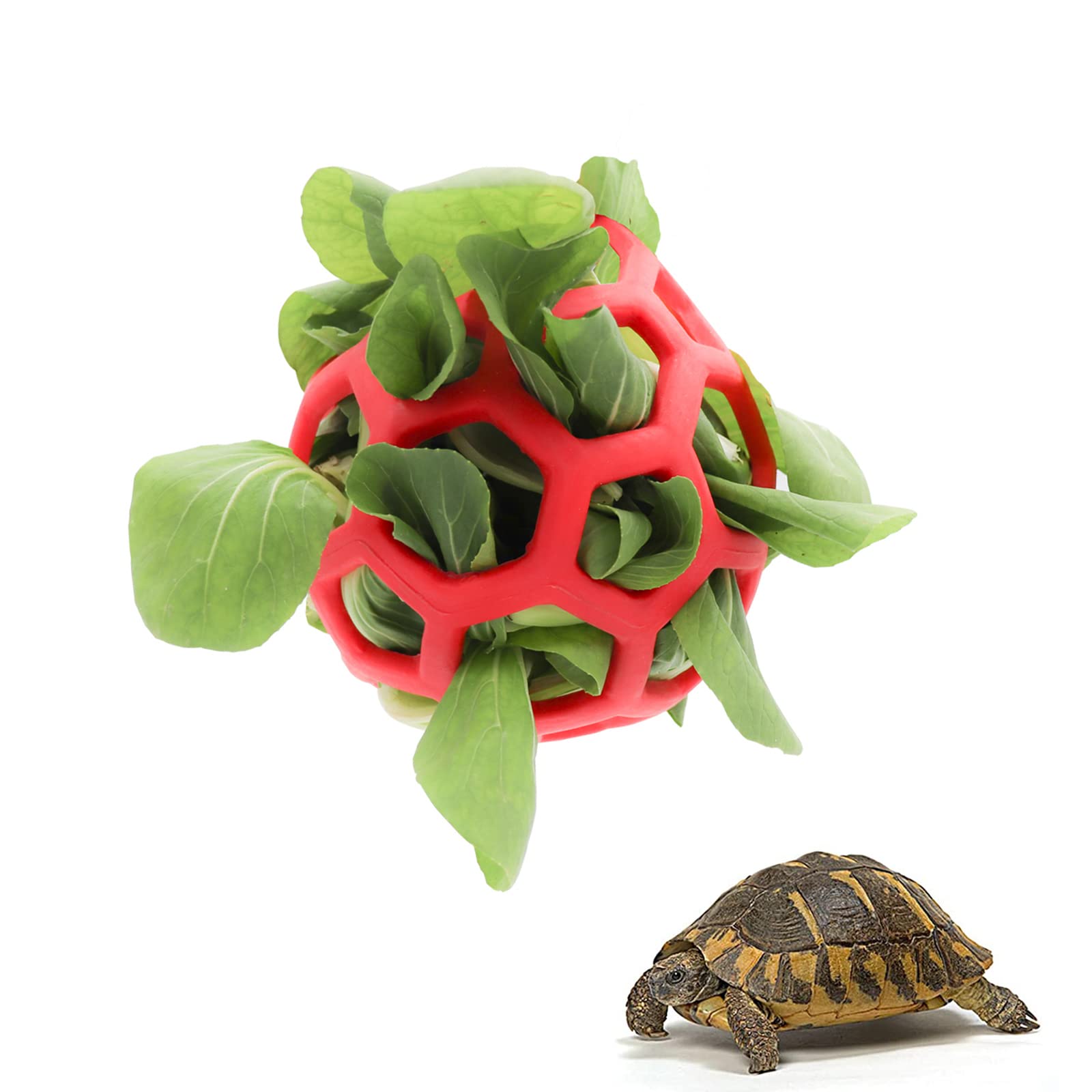 LODCIOE Tortoise Treat Ball Toy Hay Feeder, Feeding Grass Ball for Tortoise Turtle, Fruit Vegetable Feeder Holder Foraging Toy for Small Animals Pet