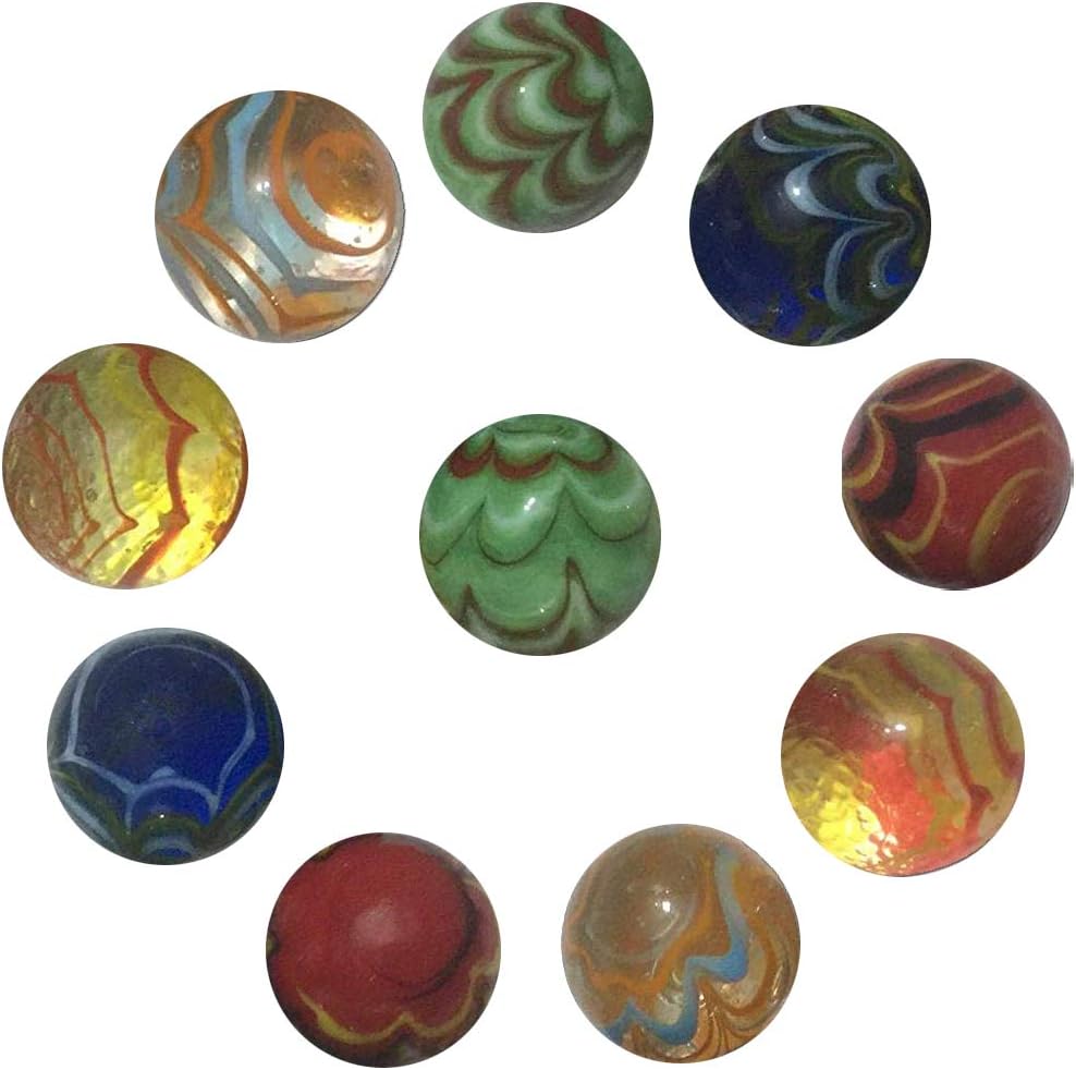 ARSUK Handmade Large Glass Marbles Set (10pcs, 25mm) - Multi-Coloured Round Toys for Indoor & Outdoor Fun (10pcs Handmade Marbles) - Image 4