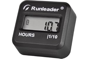 Runleader Digital Wireless Inductive Hour Meter, Mini Size Run Time Meter Waterproof Design for Chainsaw Generator Lawn Mower