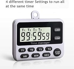 XREXS 4 Channels Digital Kitchen Timer Clock with