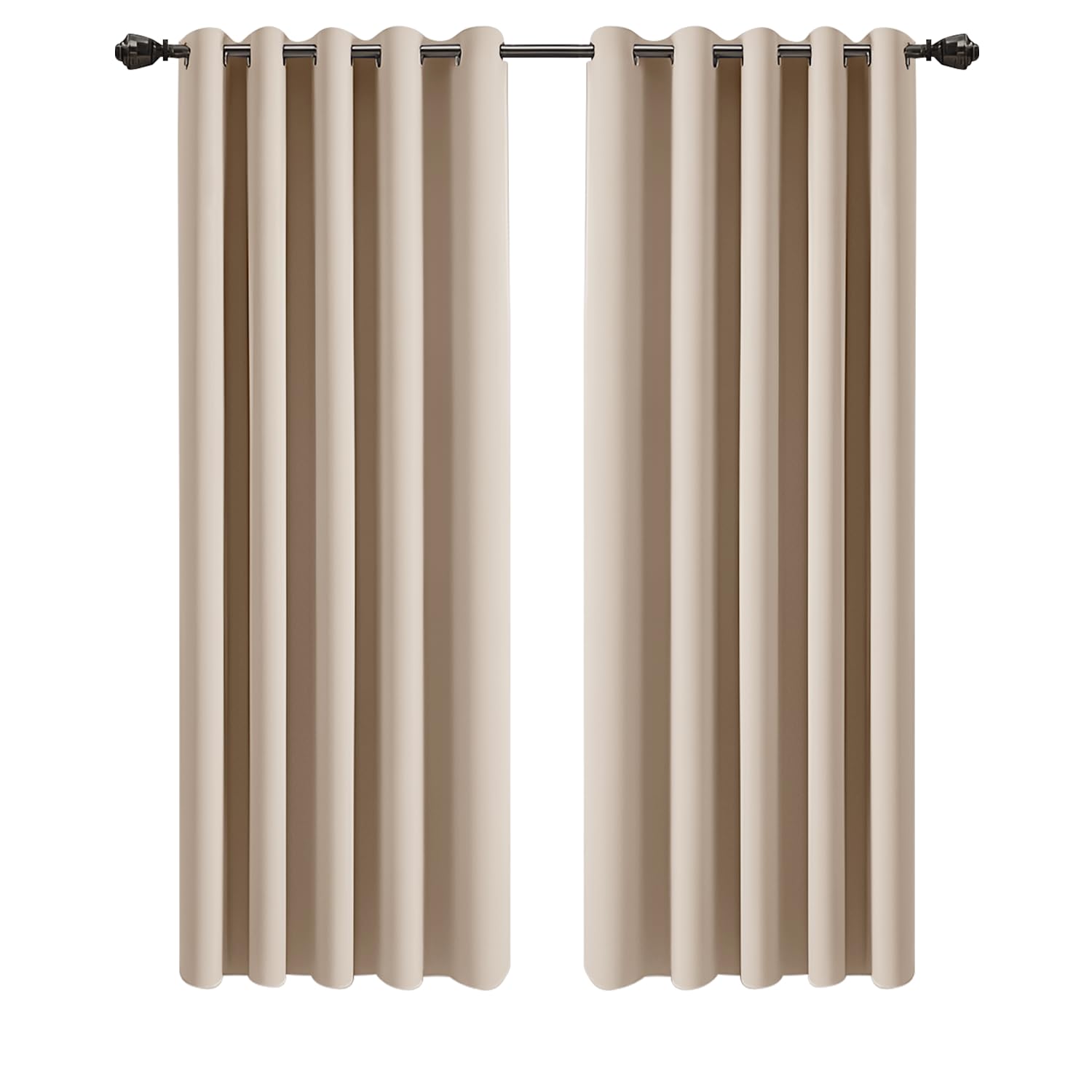 Imperial Rooms Eyelet Blackout Curtains for Living Room 66x72 Inch Cream Bedroom Curtains Super Soft Thermal insulated Curtain 2 Panels with Tiebacks
