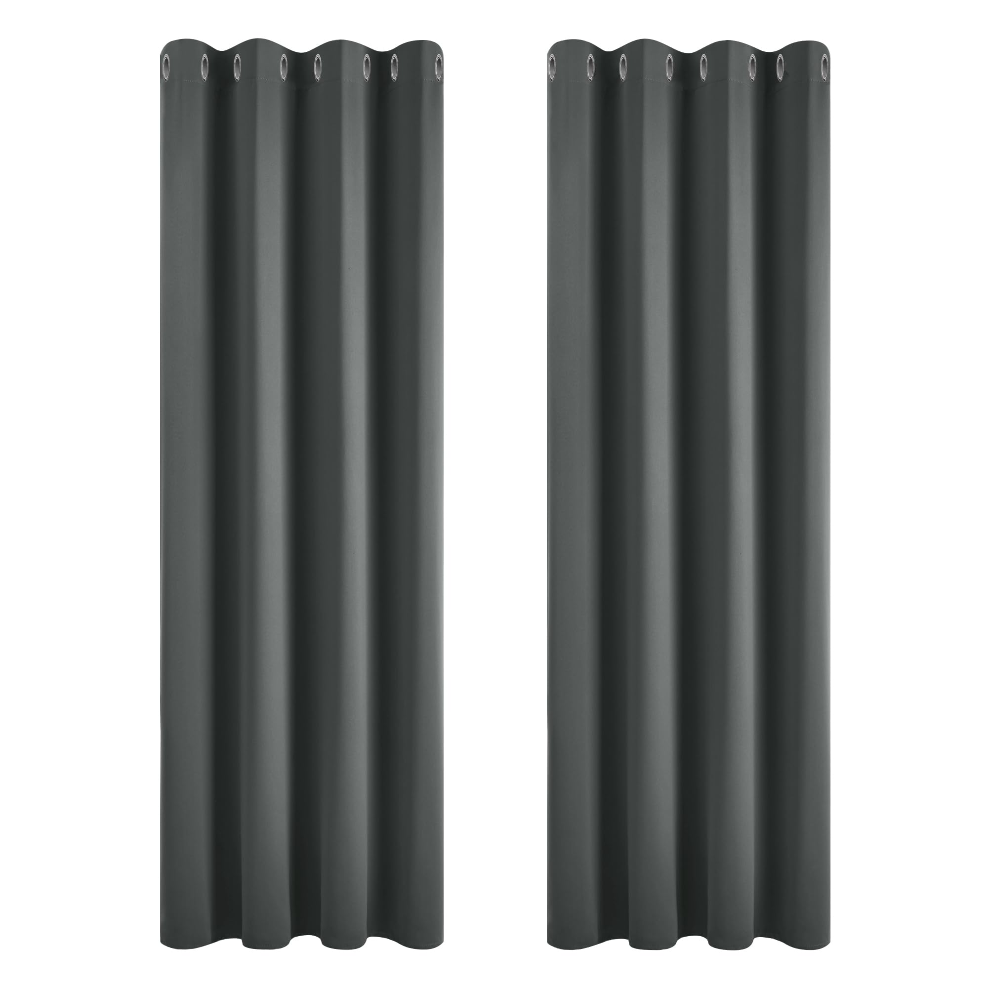 Deconovo 2 Panels Blackout Curtains Super Soft Thermal Insulated Curtains for Kids Room Dark Grey 46x63 Inch