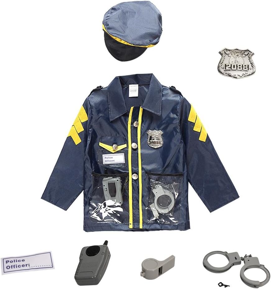 RecoverLOVE Policeman Costume and Firefighter Accessories Set, Girls Boys Halloween Performance Cosplay Dress Up, Firefighter Role Play Costume Accessories