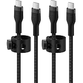 Belkin USB C to USB C Braided Cable 2 Pack, 6.6ft Fast iPhone Charger Cord | tangle-free braided cord, iPhone 17/16, Samsung Galaxy S25, Pixel 9, MacBook, iPad Pro, Nintendo Switch 2, travel essential