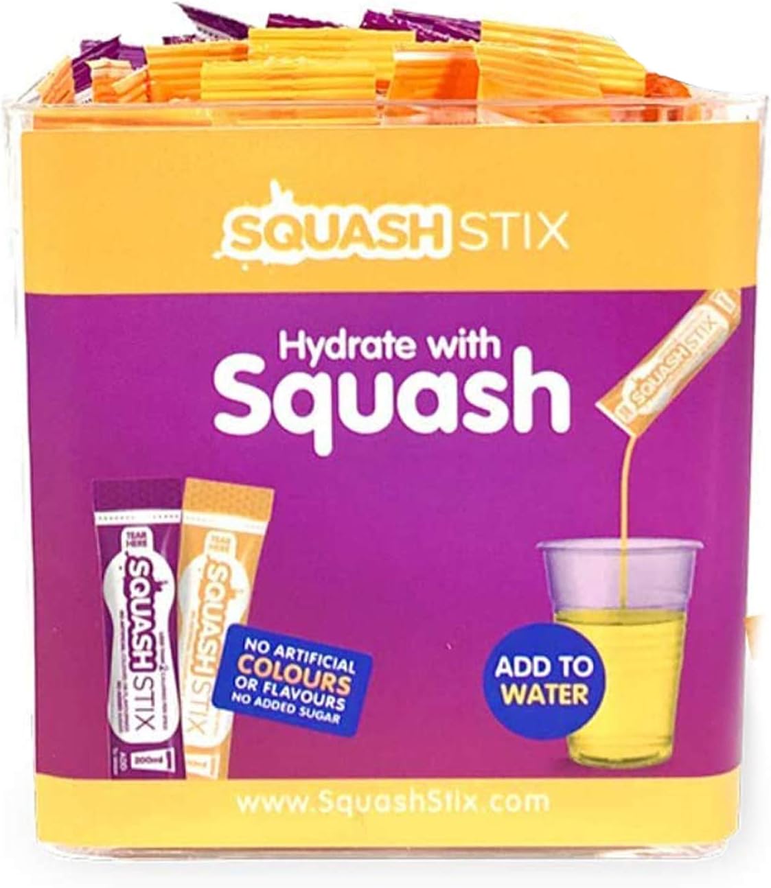 Squash Stix | Water Enhancer | Office Drink | Catering | Rehydration | Instantly Mixes with Water | (Mixed, 50)
