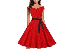 BNISBM 50s 60s Vintage Cocktail Tea Party Dress for Women Floral Spring Rockabilly Dress High Waist A-line Skater Dress