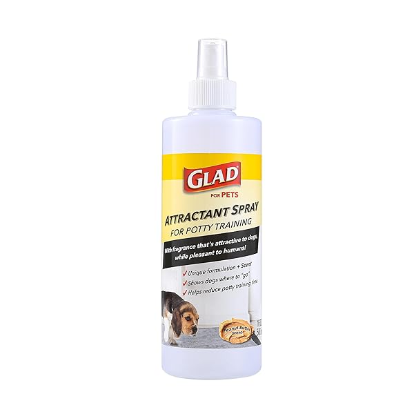 GLAD FOR PETS ATTRACTANT SPRAY FOR POTTY TRAINING DOGS & PUPPIES, PEANUT BUTTER SCENT, 16OZ – EFFECTIVE DOG POTTY TRAINING SPRAY, INDOOR OR OUTDOOR DOG POTTY TRAINING AID, 16OZ BOTTLE