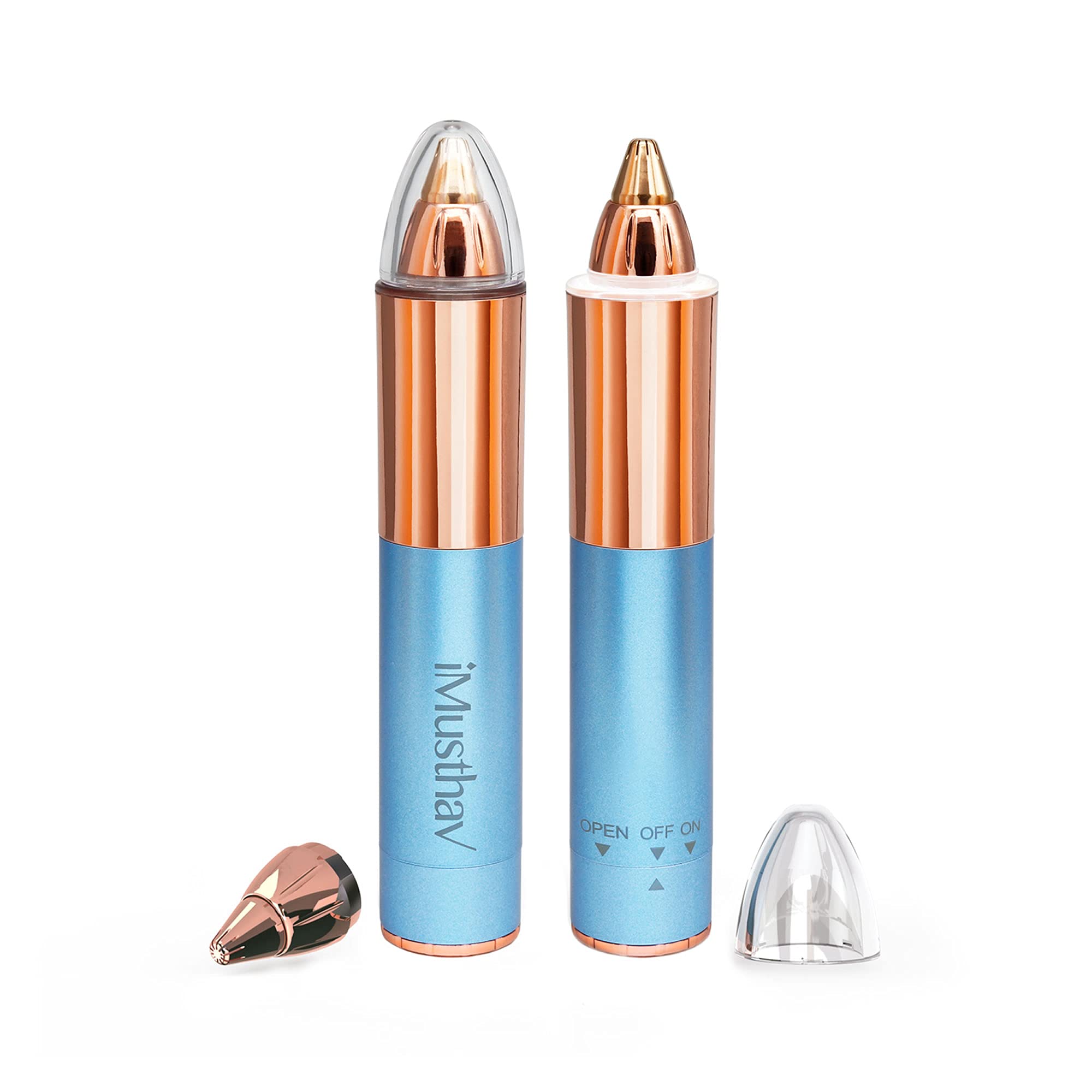 iMusthav Mini Portable Eyebrow Removal Trimmer for Women, Eyebrow Epilator Pen, 18K Gold-Plated Hypoallergenic Precision Pencil-tip. 360° LED Light for Instant and Painless Hair Removal.
