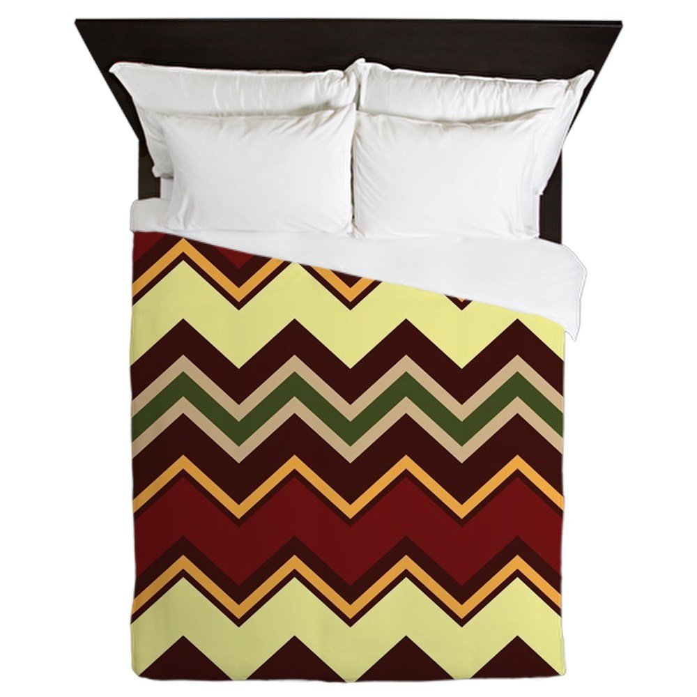 Amazon Com Cafepress Brown Yellow Green Thin Chevron Queen