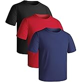 Auranso 3 Pack Boys Swim Shirts Rash Guard Short Sleeve UPF50+ Quick Dry Fishing Surfing Swimwear