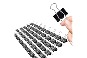 MAKANU Medium Binder Clips, 48 Pack, 1-1/4 Inch, Black, Standard 32mm, Capacity 0.6 Inch, Metal Paper Clips, Office Clips, Fold Clamp, Office and School Supplies