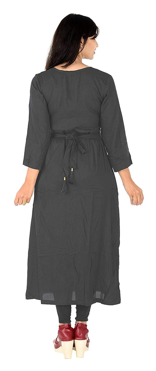 hirva collections women's rayon cotton straight long kurtis