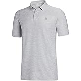 Three Sixty Six Golf Shirts for Men - Dry Fit Short-Sleeve Polo, Athletic Casual Collared T-Shirt Grey