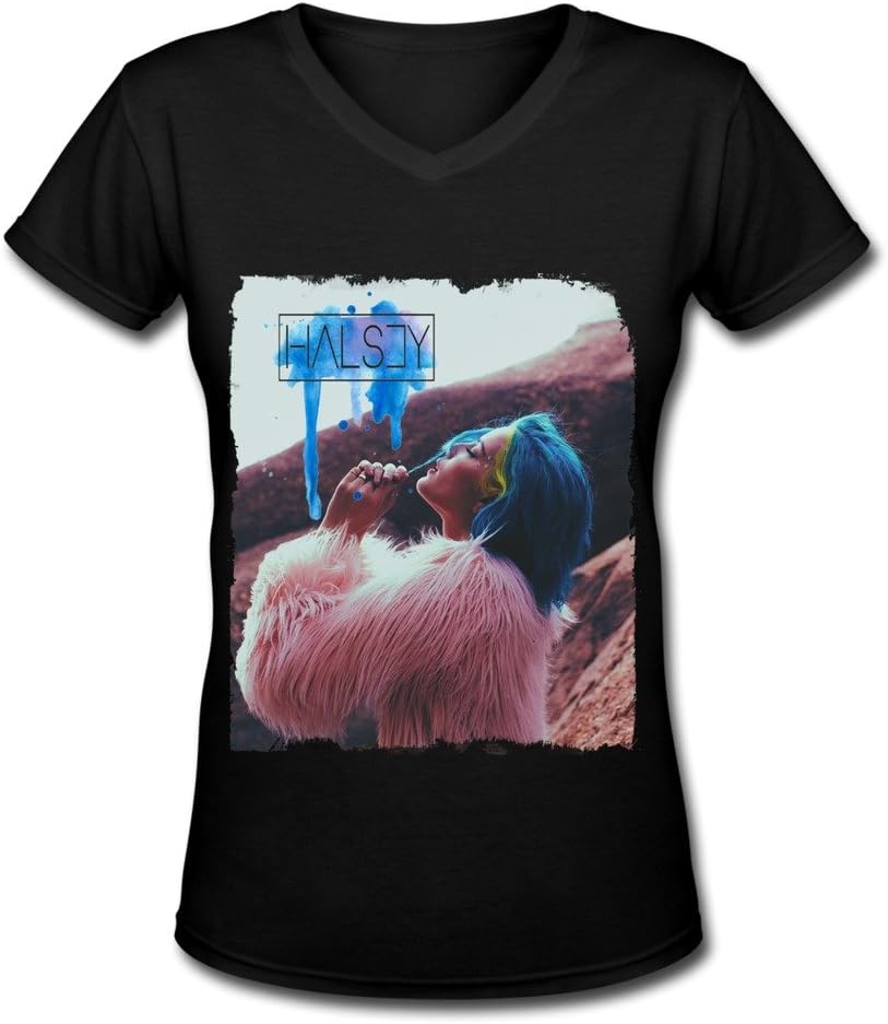 HANJ Halsey V Neck T Shirt For Women Black