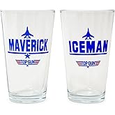 TOP GUN Maverick and Iceman Pint Glasses, Set of 2 | Beer Mug Tumbler For Liquor, Pub Drinks | Each Holds 20 Ounces