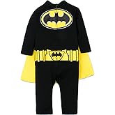 WARNER BROS. Justice League Batman Superman Lightweight Breathable Baby Zip Up Costume Coverall with Cape Newborn to Kid