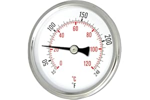 PIC GAUGES PIC Gauge B2B1-K-SW 2.5" Dial Size, 32/248°F & C, 1.5" Stem Length, Solder Weld Connection, Steel Case, Hot Water Thermometer