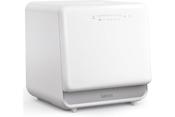 Silonn Portable Countertop Dishwasher, 5L Tank No Plumbing Needed 7 Wash Prog 360Ã‚Â° Spray, 4-Place Settings Dishwasher Auto Dry for Apartments RVs Dorms