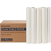McKesson Medical Exam Table Paper Rolls [12 Rolls] – 18 in x 225 ft White Standard Smooth Disposable Bed Cover for Doctor, Spa, Diaper Changing, Waxing, Nursing, Chiropractor, Patternmaking, Tracing