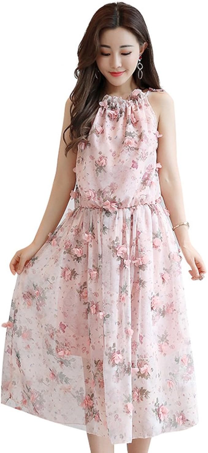3d flower maxi dress
