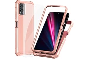 Ailiber for T-Mobile Revvl 6X Pro 5G / Revvl 6 Pro 5G Case with Screen Protector, Dual Layer Protection, Shock-Absorbing Corners TPU Bumper, Military Grade Protective Cover-Rose Gold