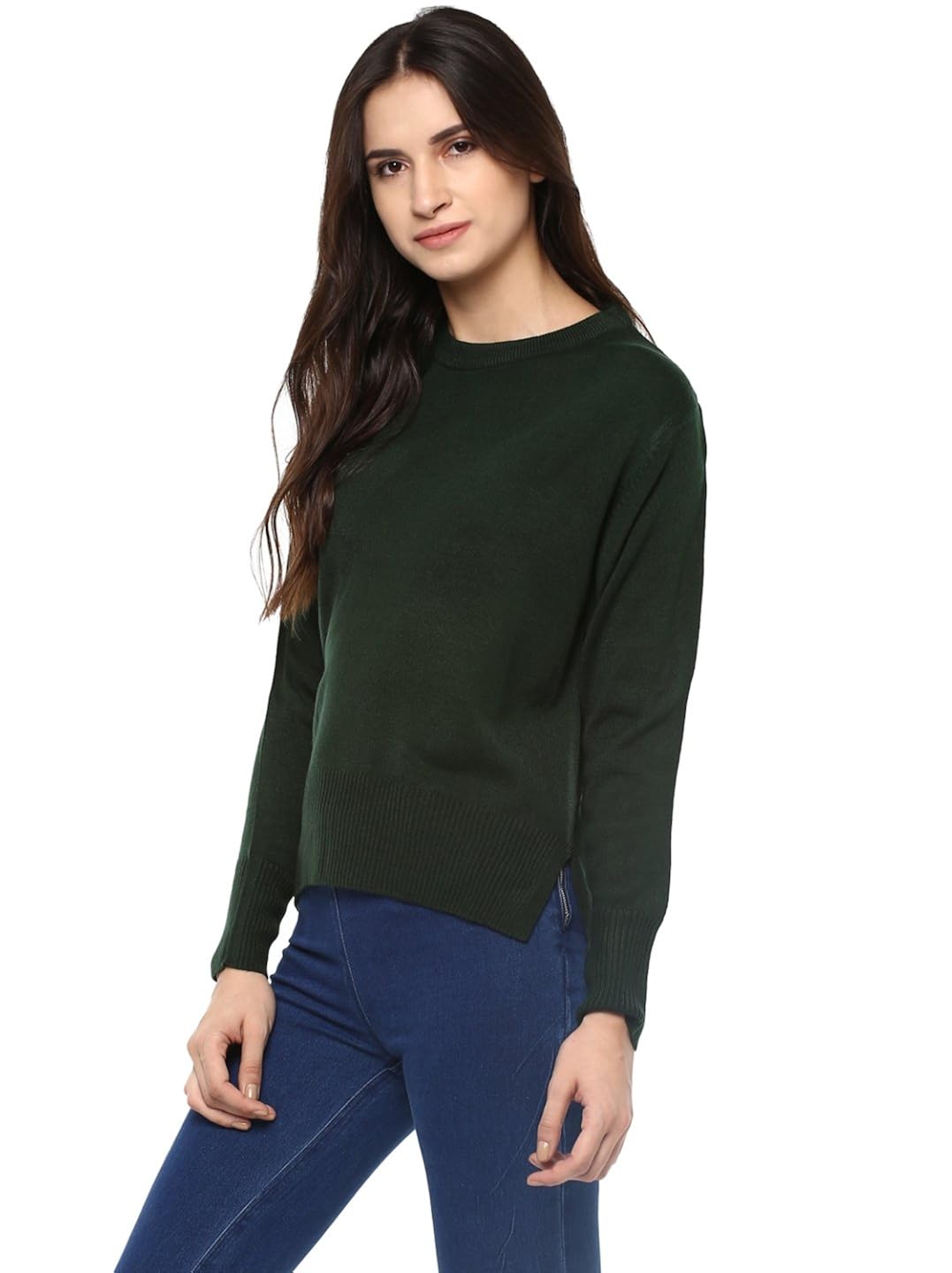 cayman women olive green solid sweater