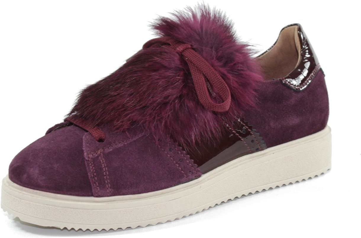 Andrea Morelli Shoes for Girls MIT Strings, Application in Wool Removable Rabbit, Made in Italy IB54856A Bordeaux