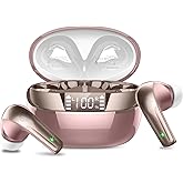 Wireless Earbuds, Bluetooth 5.4 Headphones in Ear, Mini Bluetooth Earbuds HiFi Stereo Deep Bass with 4 ENC Noise Cancelling Mic, Wireless Ear Buds 47H Long Playtime LED IP7 Waterproof USB-C(Rose Gold)
