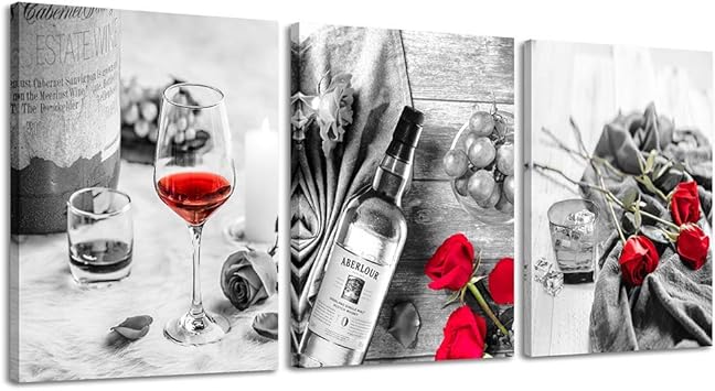 Amazon Com Canvas Wall Art Decor Wine Painting Artwork Poster Red