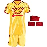 LOKETA Yellow Sports Dodgeball Jersey and Shorts with Handband and Wristbands Adult Average Gym Halloween Costume Sets