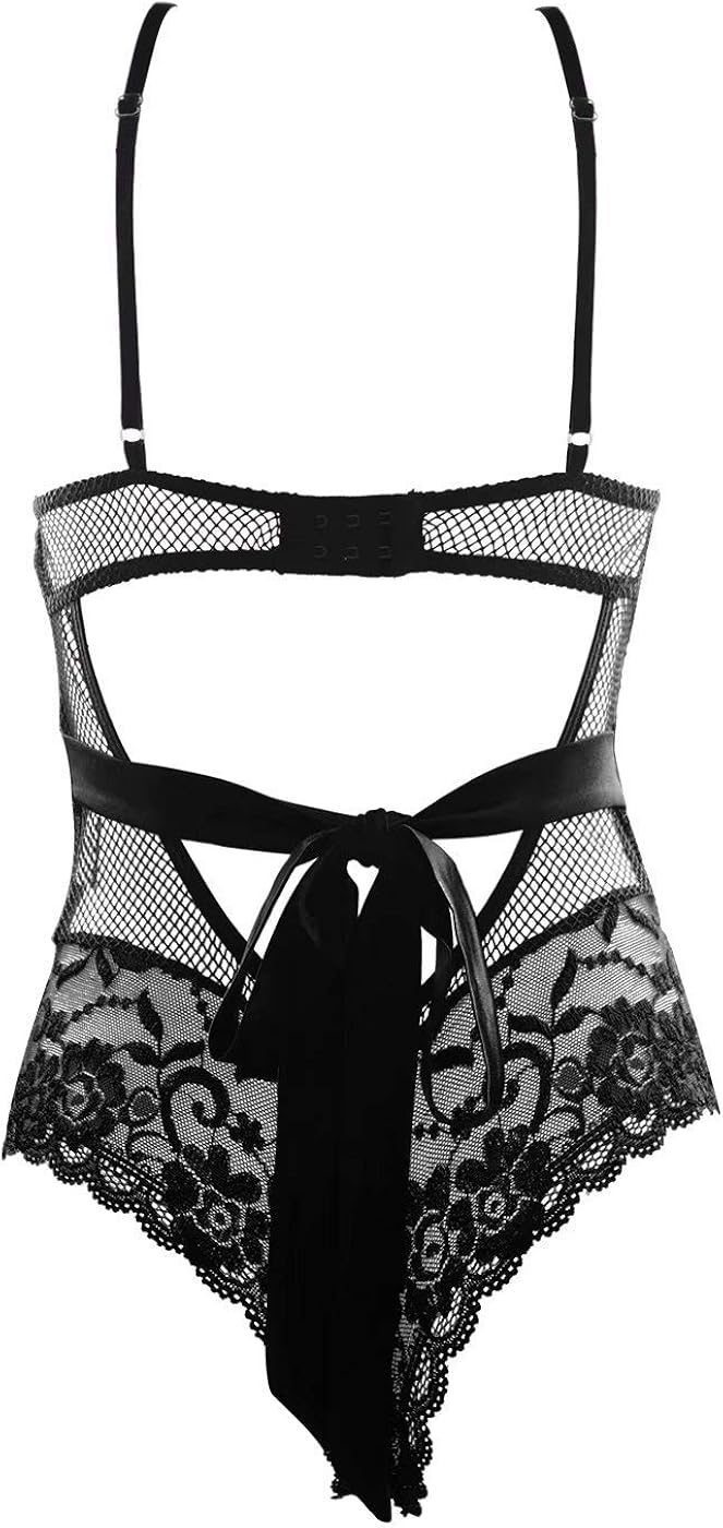 Garmol Women Lingerie One Piece Fishnet Teddy Lace Cups Bodysuit Mesh Babydoll at  Women’s Clothing store