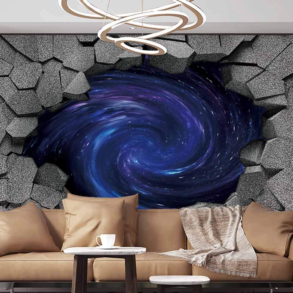 DIY Wall Mural 3d trap vortex Dark cracked broken hole in concrete wall Broken Old Red Wall Peel and