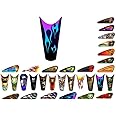 Motorcycle Gas Tank Decals/Sets - for Harley Davidson Sportster Honda Shadow Suzuki Kawasaki Indian Yamaha (Layered Tribal Flames - Blue Sugar/Grape on Black - 1pc Top Tank Decal)