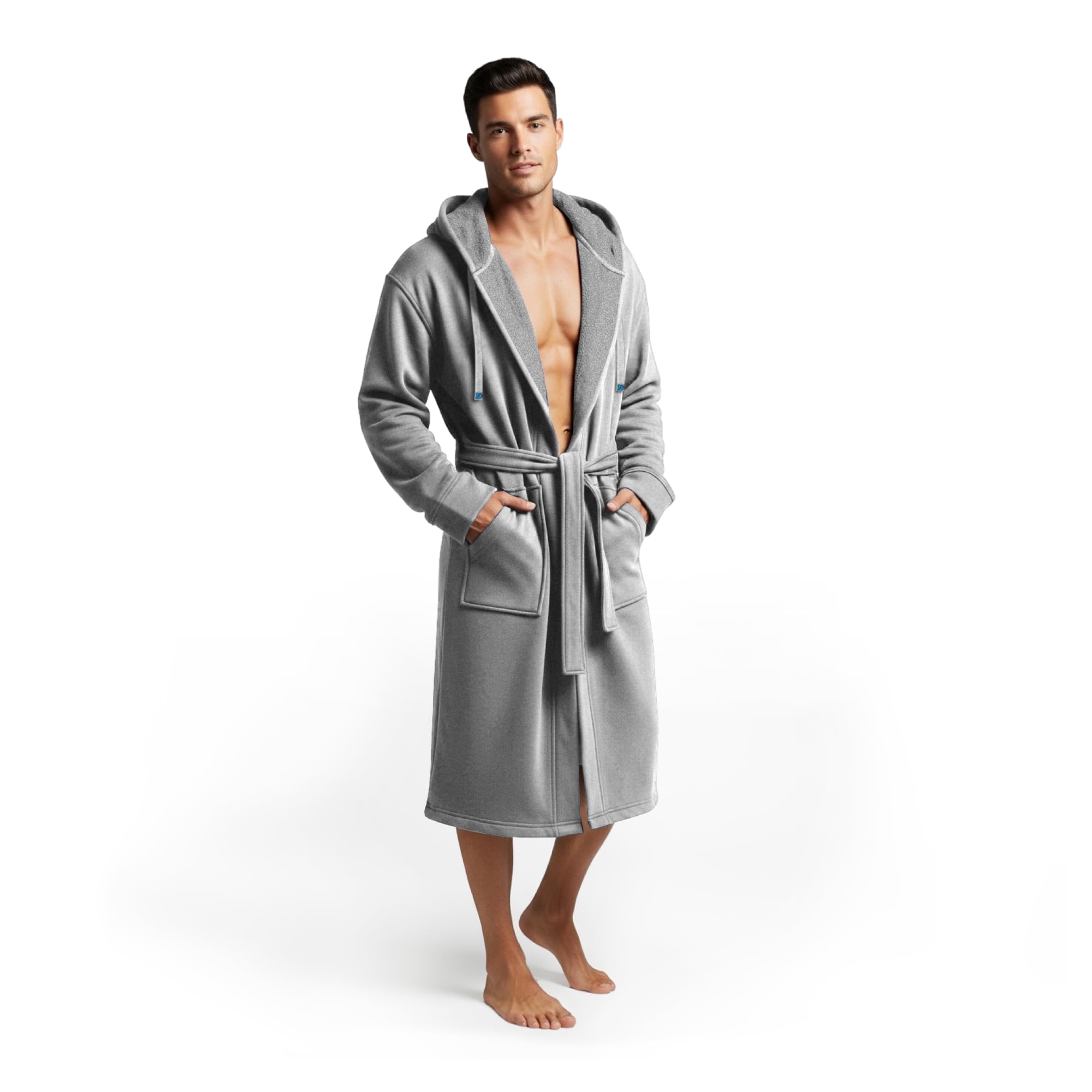 Photo 1 of DudeRobe Men's Robe – Hooded TERRY Bath Robe for Men with Pockets | Soft, Comfy Men’s Bathrobe from Shark Tank | Absorbent Cotton Hooded Robes for After Shower, Lounging, Gym & More, Grey, L/XL