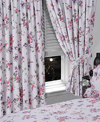 Elizabeth Purple 66x72 Curtains Matching Tie Backs By The