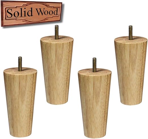 Wood Furniture Legs Set Of 4 Sofa Legs 5 Inch Clear Coated Tapered